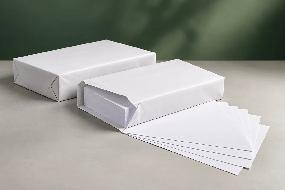 Paquetes de folios blancos y hojas de papel para impresión