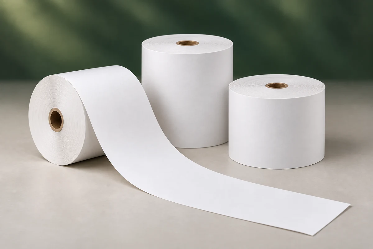 Rollos de papel térmico continuo para tickets y cajas registradoras